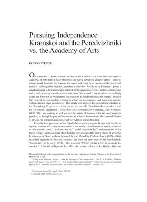 Pursuing Independence: Kramskoi and the Peredvizhniki Vs. the Academy of Arts