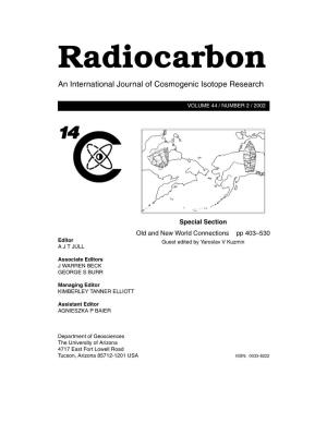 Radiocarbon an International Journal of Cosmogenic Isotope Research
