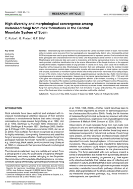 High Diversity and Morphological Convergence Among Melanised Fungi from Rock Formations in the Central Mountain System of Spain