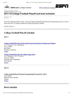 College Football Playoff Schedule Bowl Schedule