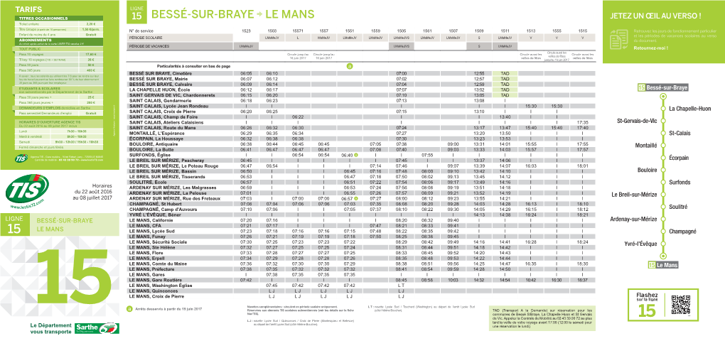 Bessé-Sur-Braye Le Mans Jetez Un Œil Au Verso ! Ticket Unitaire 2,20 € Titre Groupe (À Partir De 10 Personnes) 1,50 €/Pers