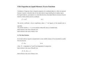 CH.6 Fugacities in Liquid Mixtures: Excess Functions