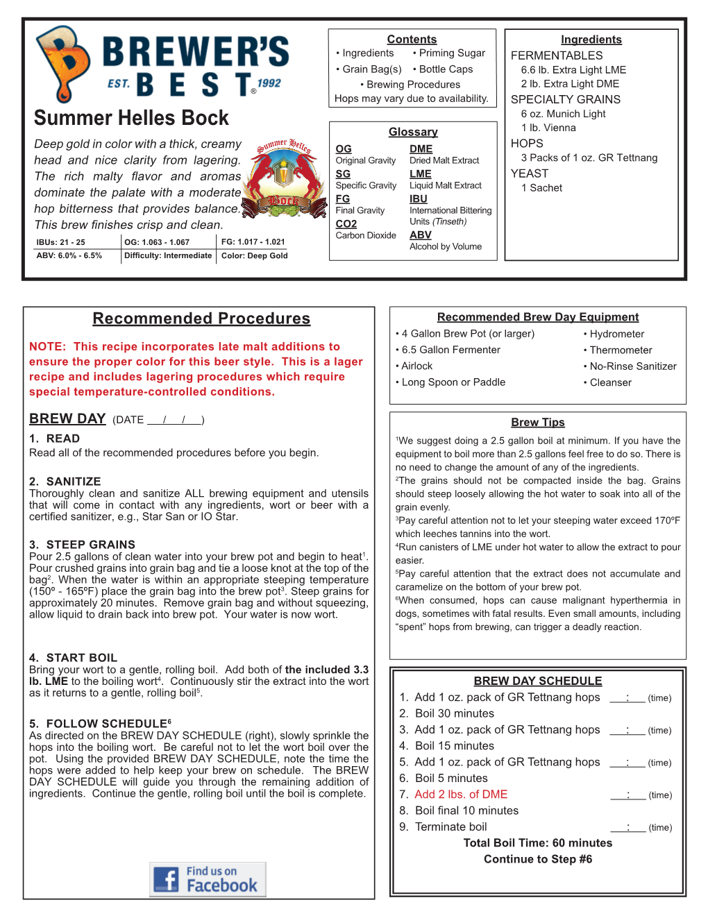 Summer Helles Bock 6 Oz