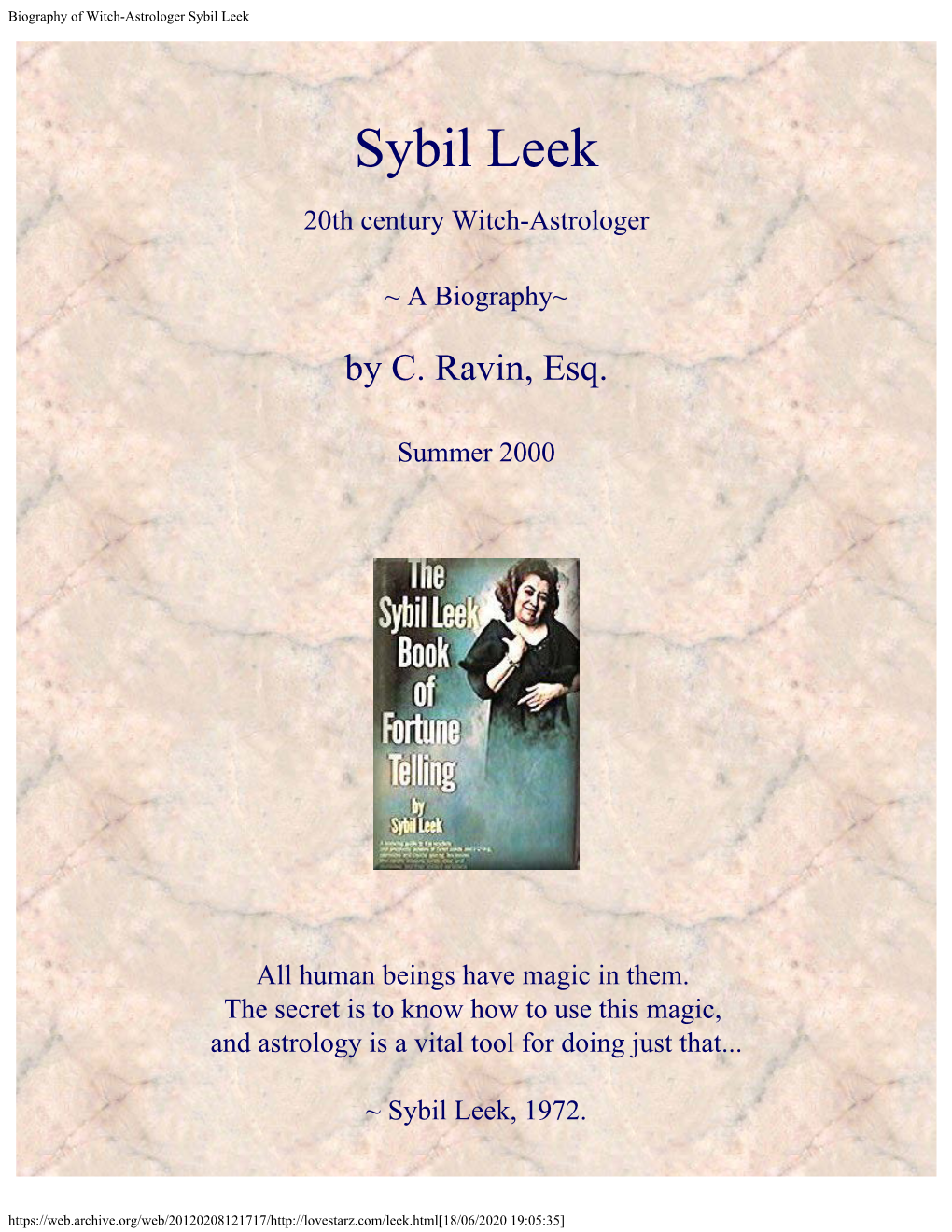 Biography of Witch-Astrologer Sybil Leek