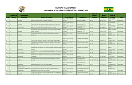 Municipio De La Chorrera Informe De Actos Públicos De Proyectos - Febrero 2021