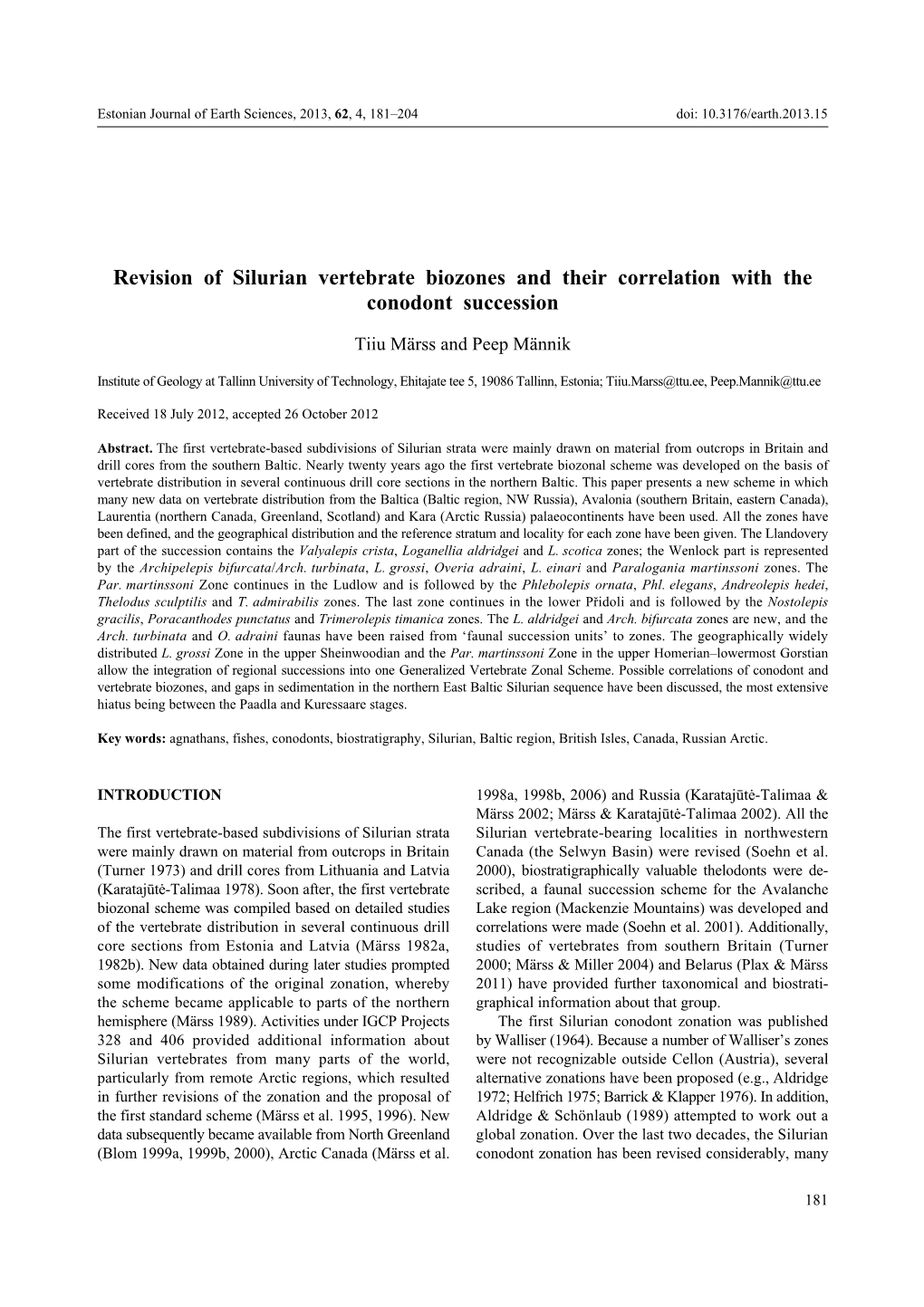 Revision of Silurian Vertebrate Biozones and Their Correlation with the Conodont Succession