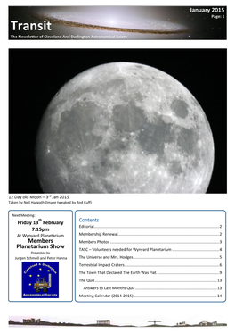 Transit the Newsletter of Cleveland and Darlington Astronomical Soiety