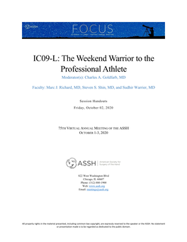 IC09-L: the Weekend Warrior to the Professional Athlete