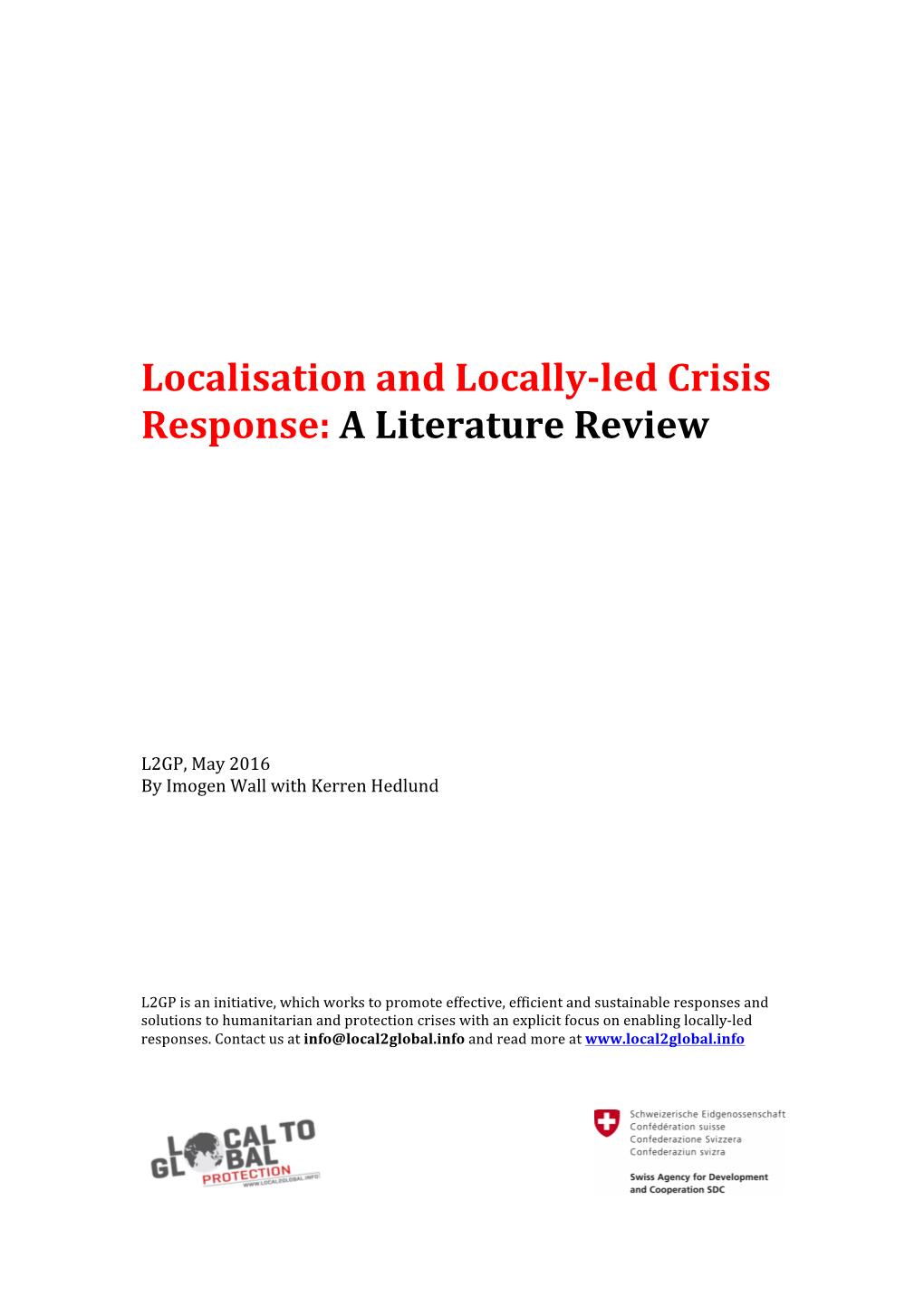 Localisation and Locally-Led Crisis Response: a Literature Review