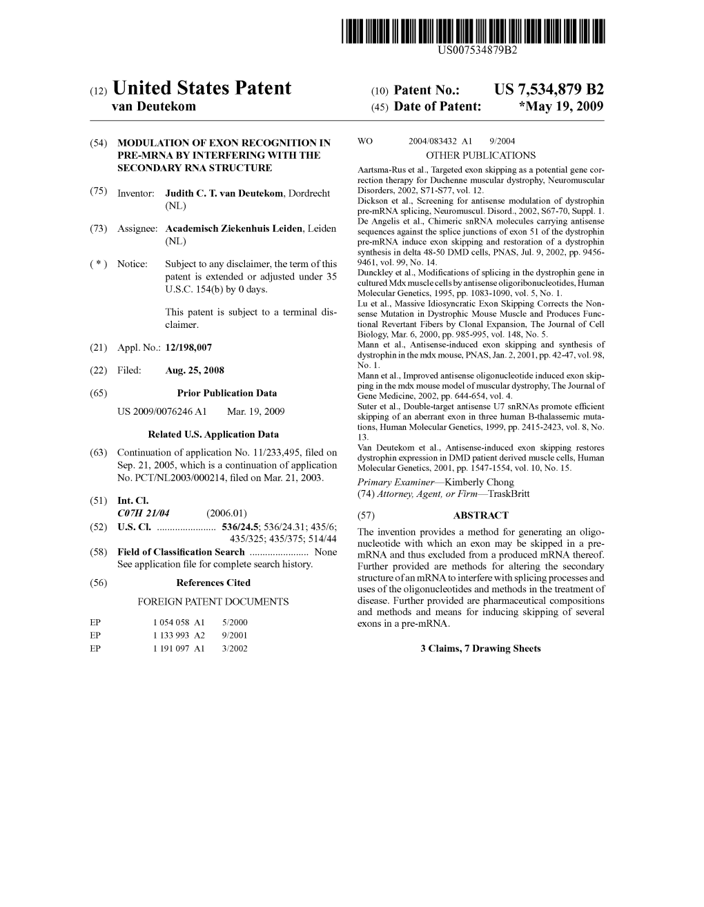 (12) United States Patent (10) Patent No.: US 7,534.879 B2