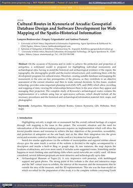 Cultural Routes in Kynouria of Arcadia: Geospatial Database Design and Software Development for Web Mapping of the Spatio-Historical Information