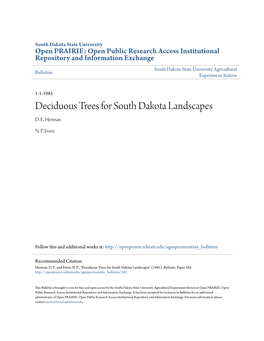 Deciduous Trees for South Dakota Landscapes D