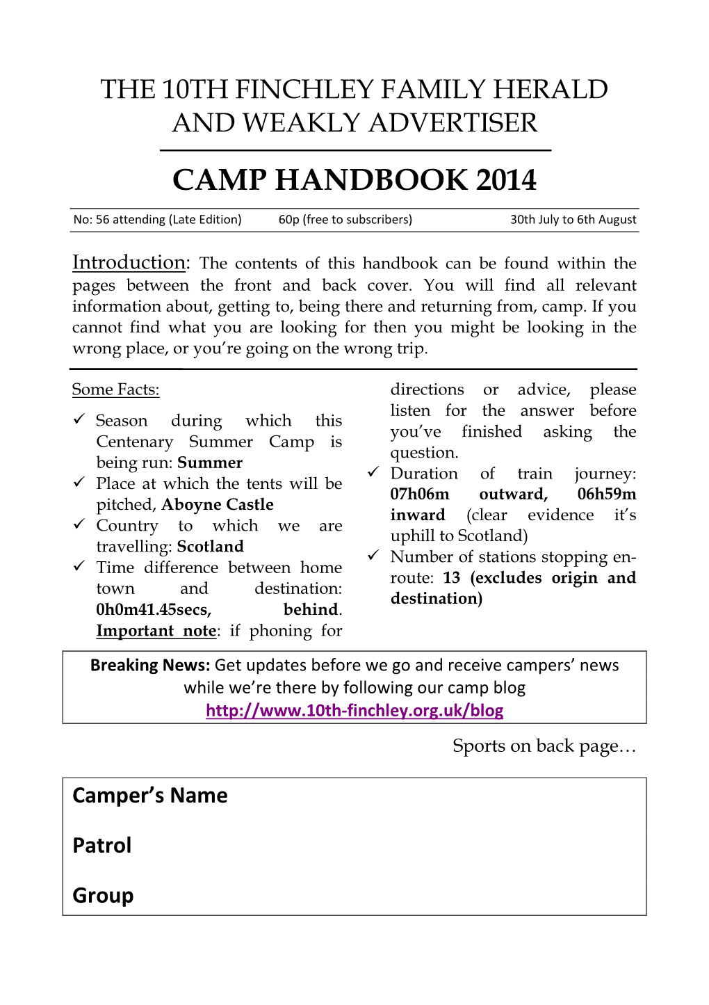 Camp Handbook 2014