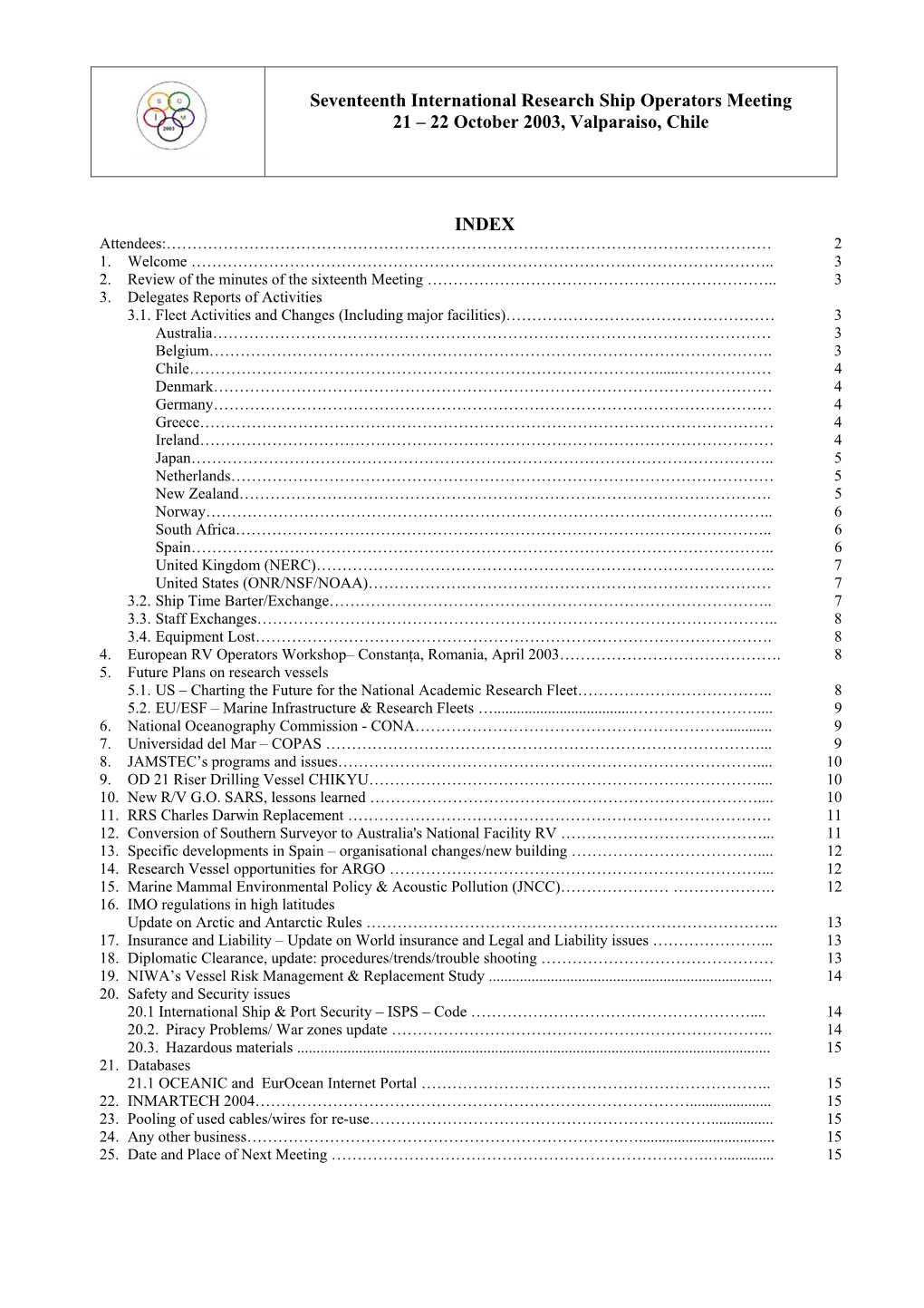 IRSO 2003 Meeting Minutes FINAL