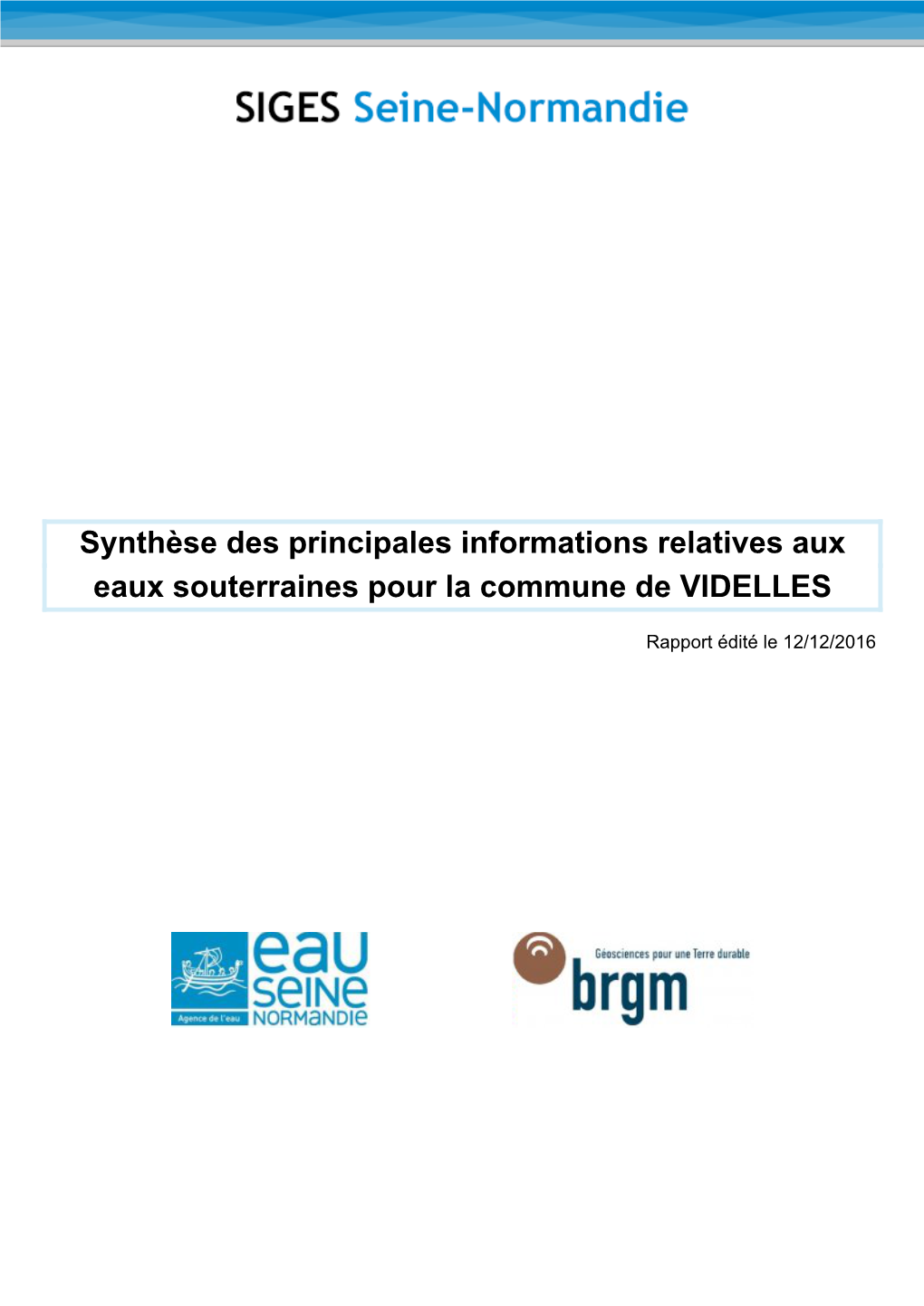 Synthese Des Principales Informations Relatives Aux Eaux Souterraines