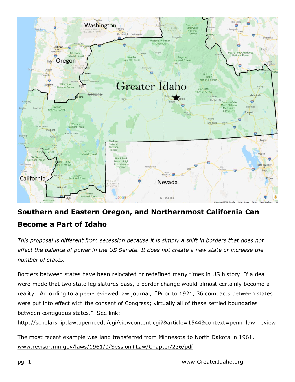 Southern and Eastern Oregon, and Northernmost California Can Become a Part of Idaho