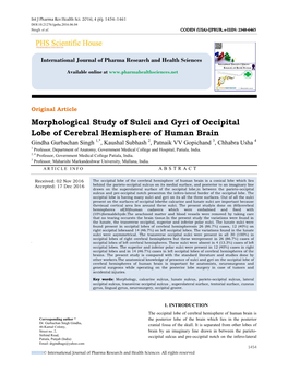 Morphological Study of Sulci and Gyri of Occipital Lobe of Cerebral