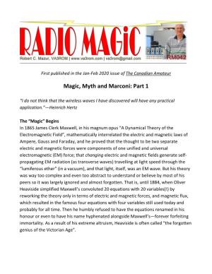 Magic, Myth and Marconi: Part 1