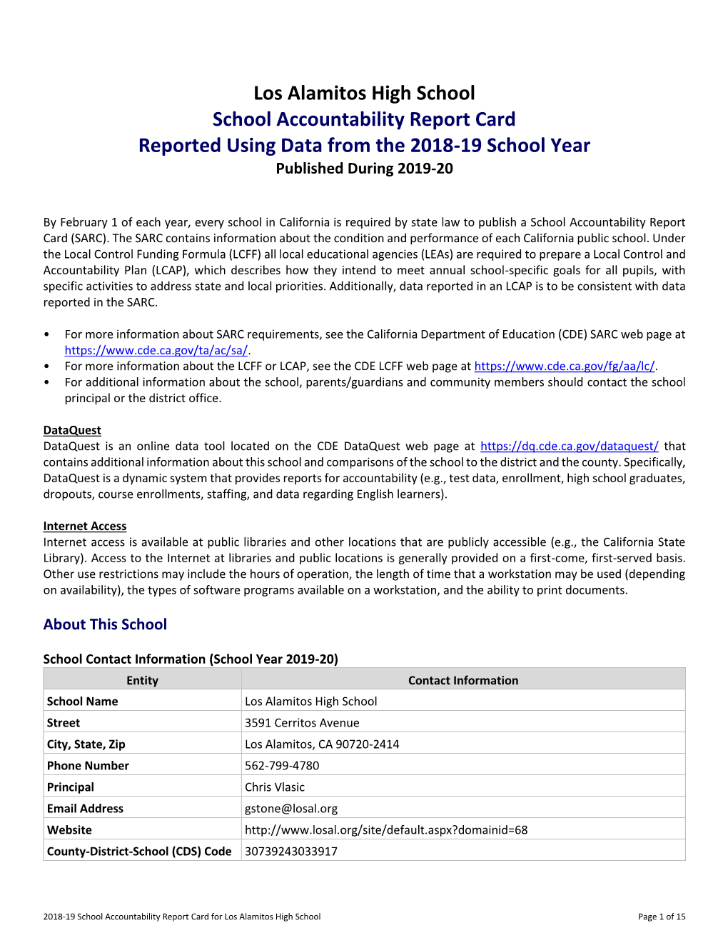 View School Accountability Report Card