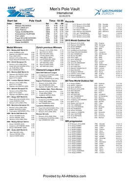 Men's Pole Vault International 02.09.2015