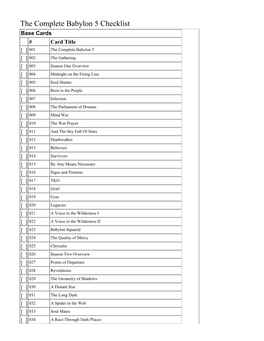 The Complete Babylon 5 Checklist