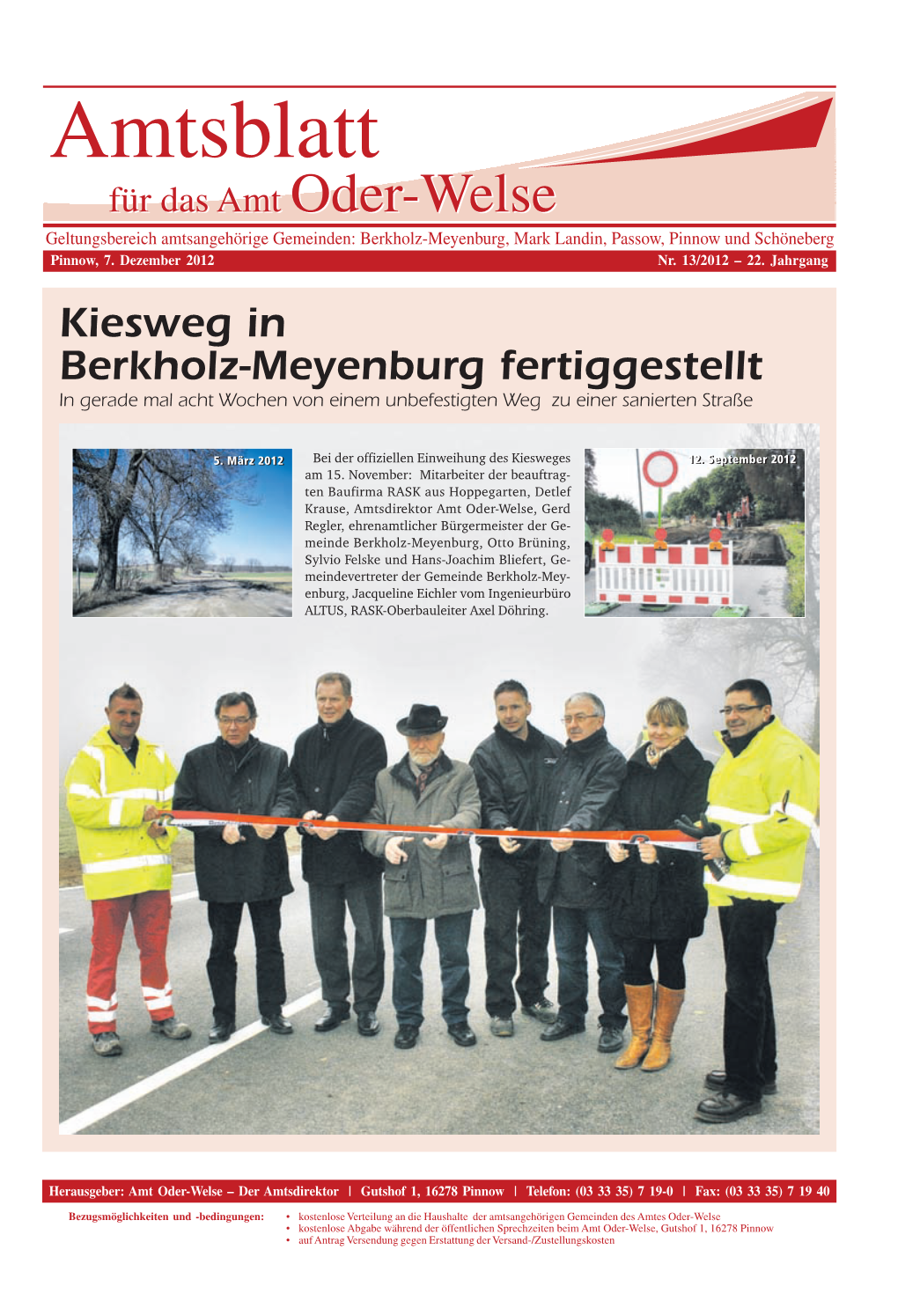 Kiesweg in Berkholz-Meyenburg Fertiggestellt in Gerade Mal Acht Wochen Von Einem Unbefestigten Weg Zu Einer Sanierten Straße