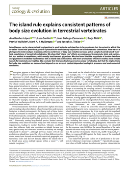 The Island Rule Explains Consistent Patterns of Body Size Evolution in Terrestrial Vertebrates