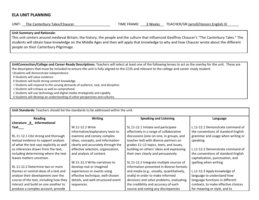 Phase II: UNIT PLANNING s1