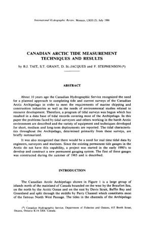 Canadian Arctic Tide Measurement Techniques and Results
