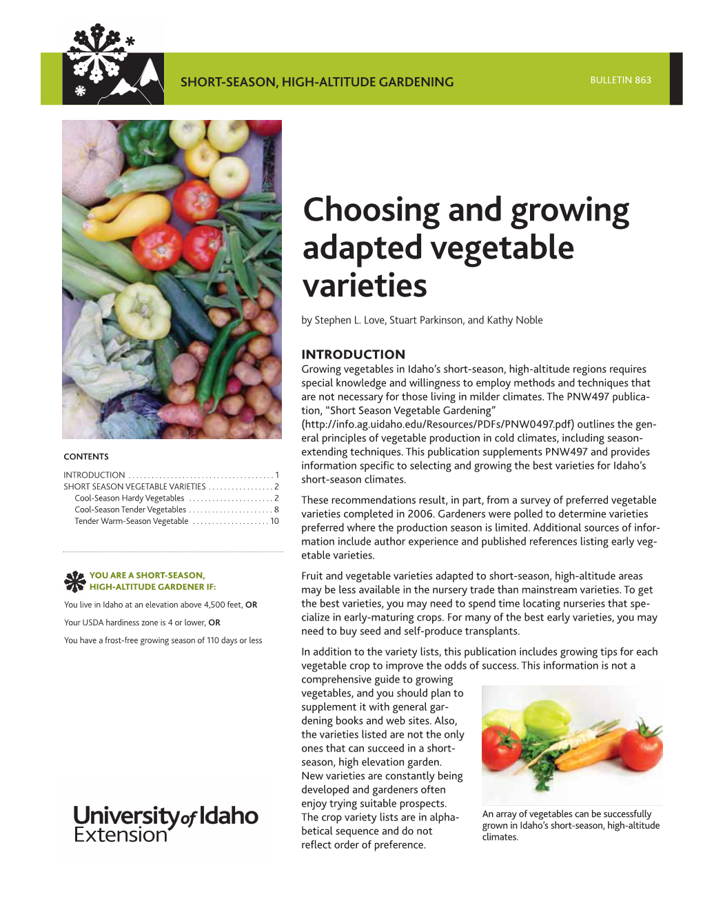 Choosing and Growing Adapted Vegetable Varieties by Stephen L
