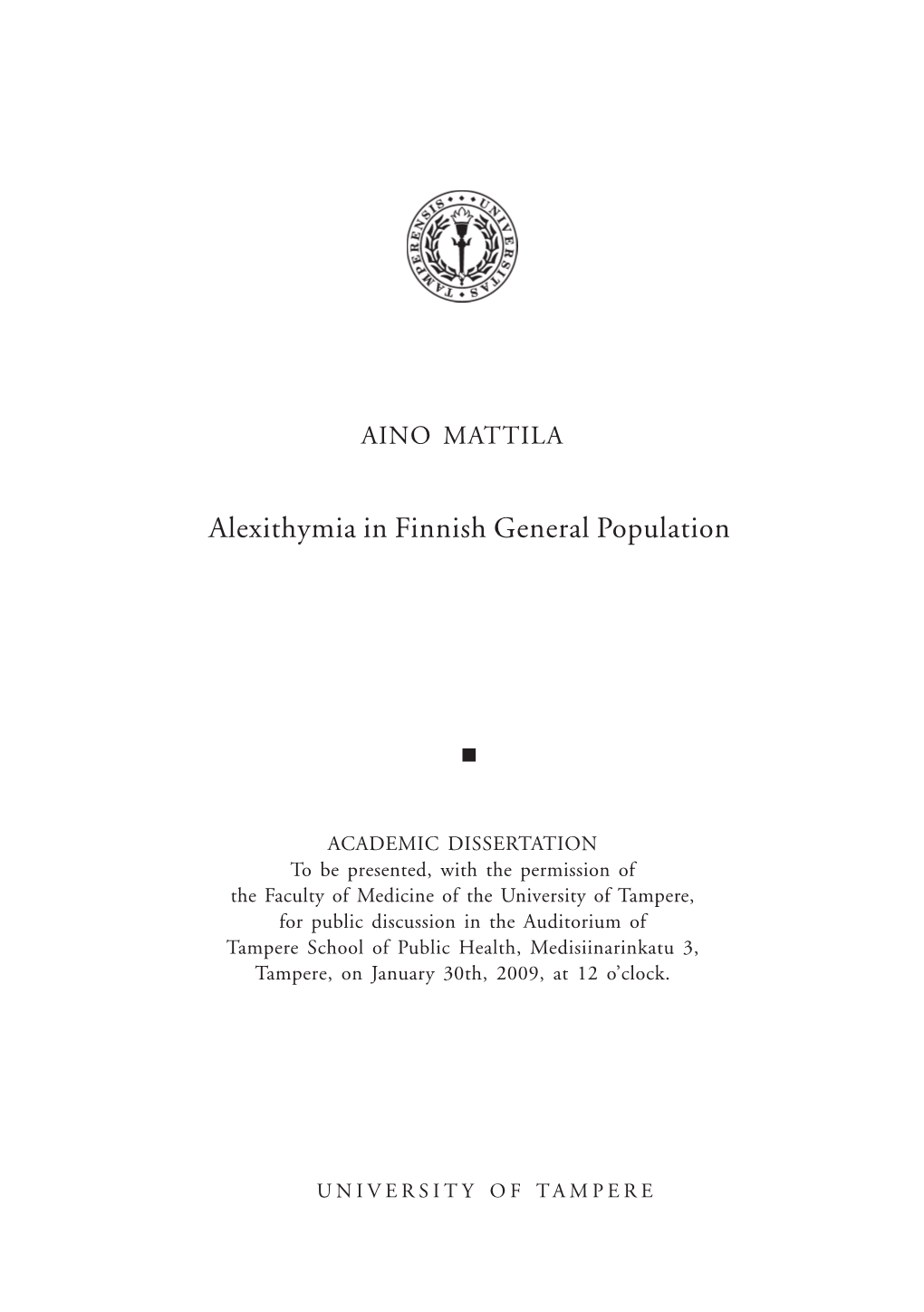 Alexithymia in Finnish General Population