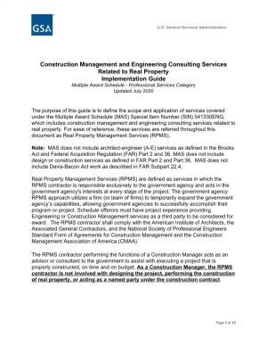 Construction Management and Engineering Consulting Services