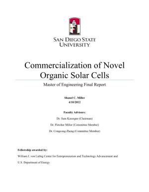 Commercialization of Novel Organic Solar Cells