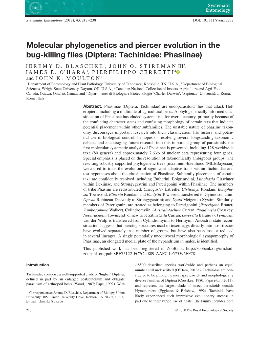 (Diptera: Tachinidae: Phasiinae): Phasiine Phylogenetics