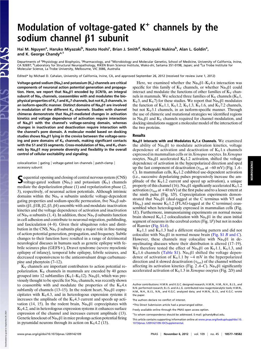 Modulation of Voltage-Gated K Channels by the Sodium Channel Β1 Subunit