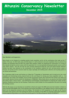 Mtunzini Conservancy Newsletter December 2015
