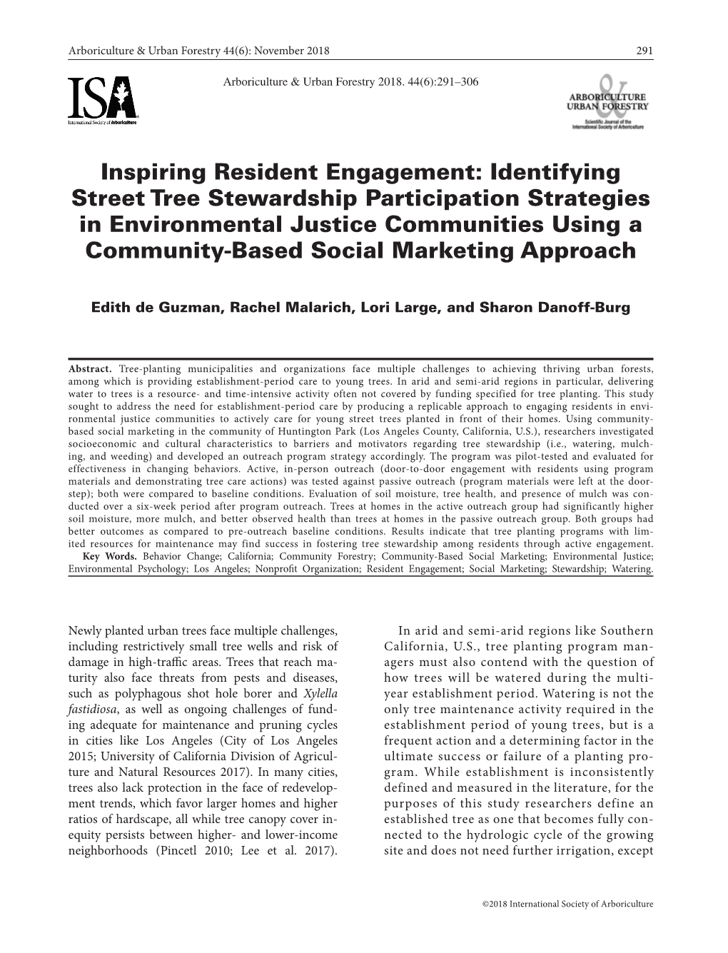 Inspiring Resident Engagement: Identifying Street Tree Stewardship Participation Strategies in Environmental Justice Communities