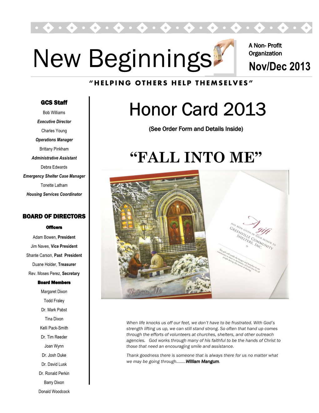 New Beginnings Nov/Dec 2013