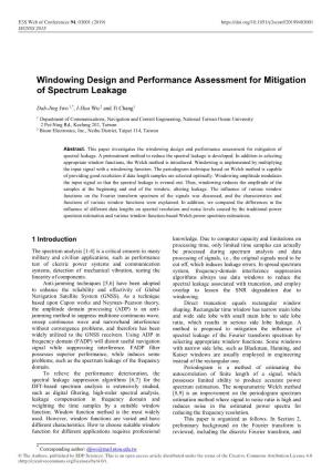 Windowing Design and Performance Assessment for Mitigation of Spectrum Leakage