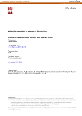 Metabolite Production by Species of Stemphylium