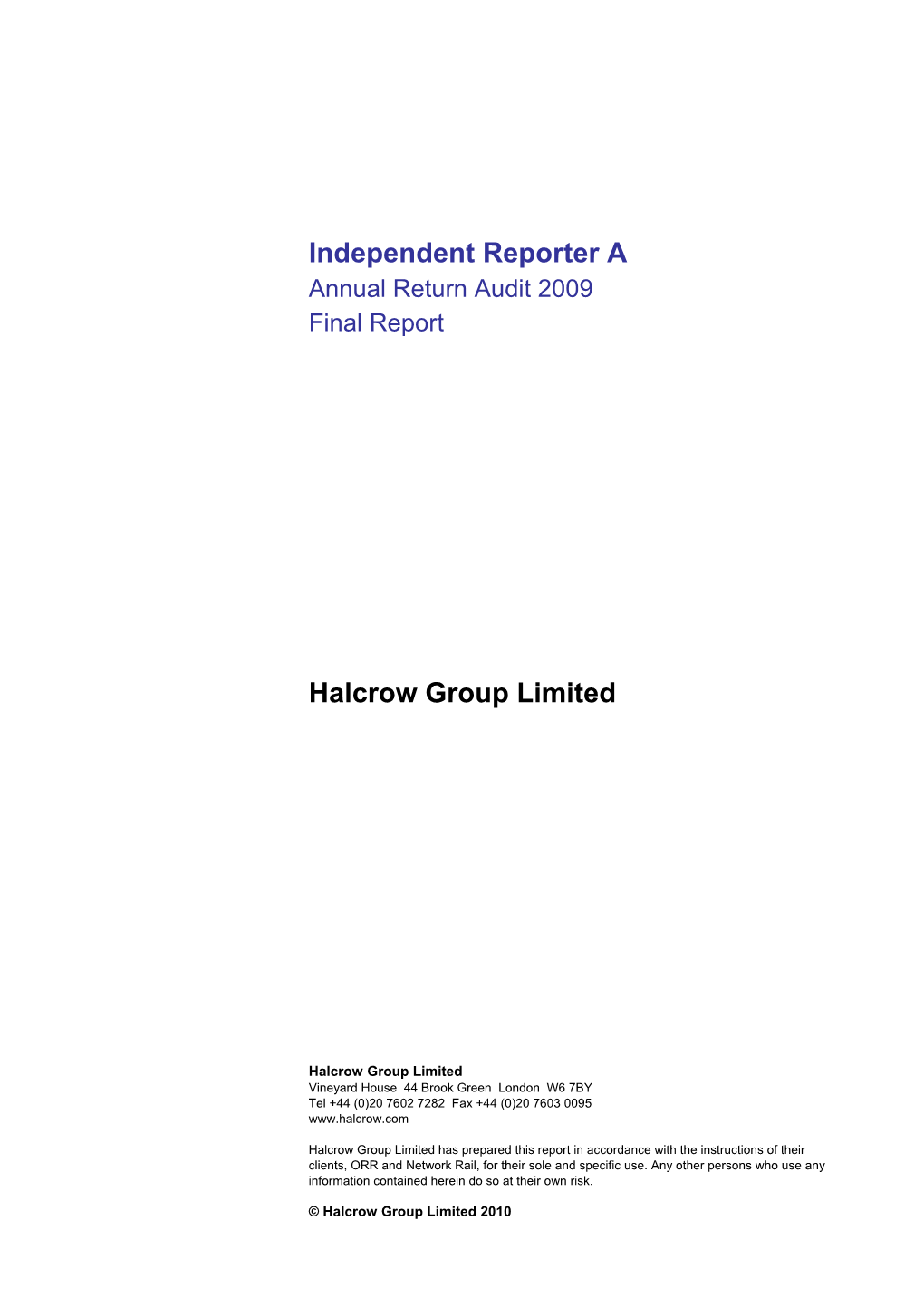 Annual Return Audit 2009 Final Report