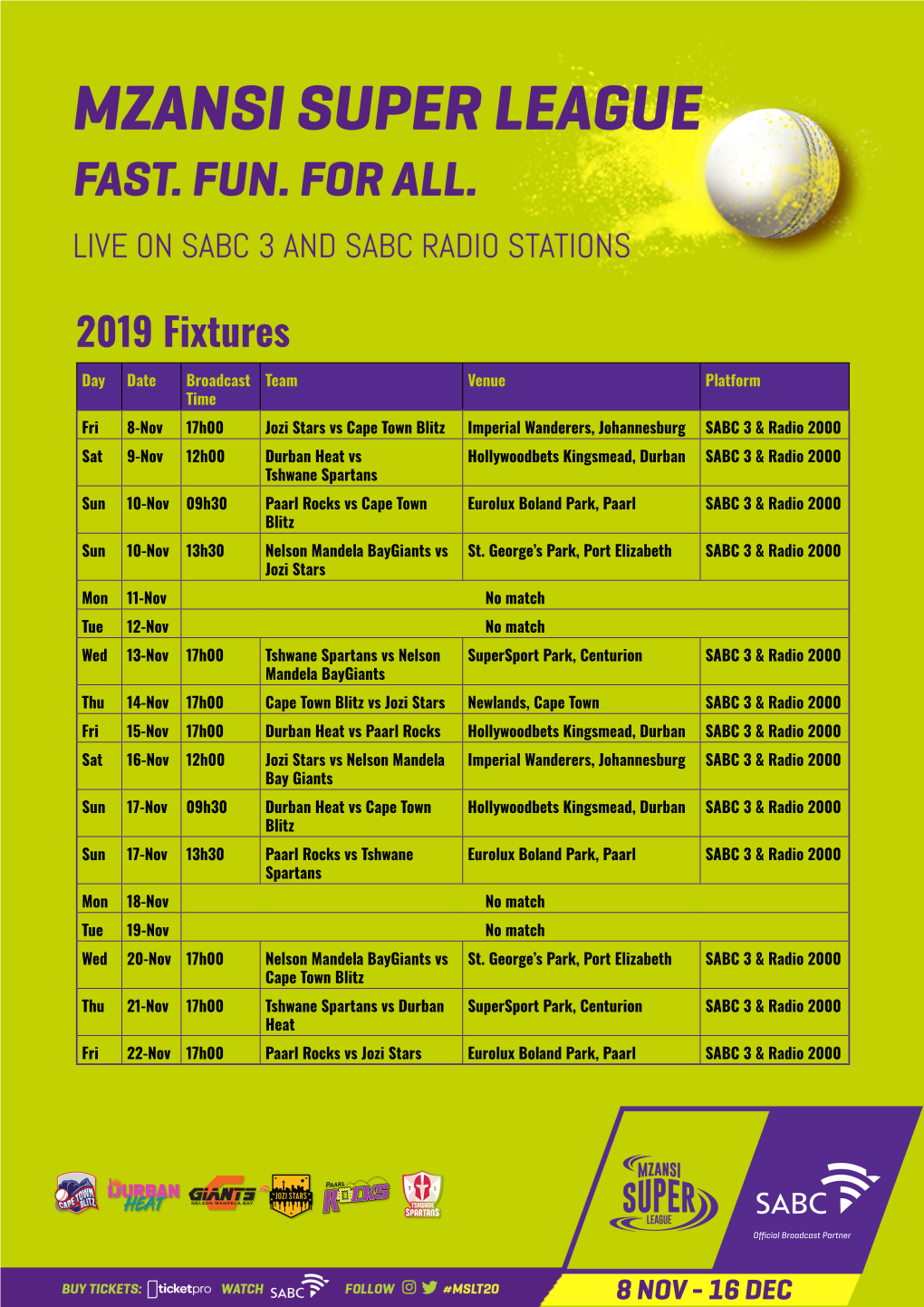 2019 Fixtures