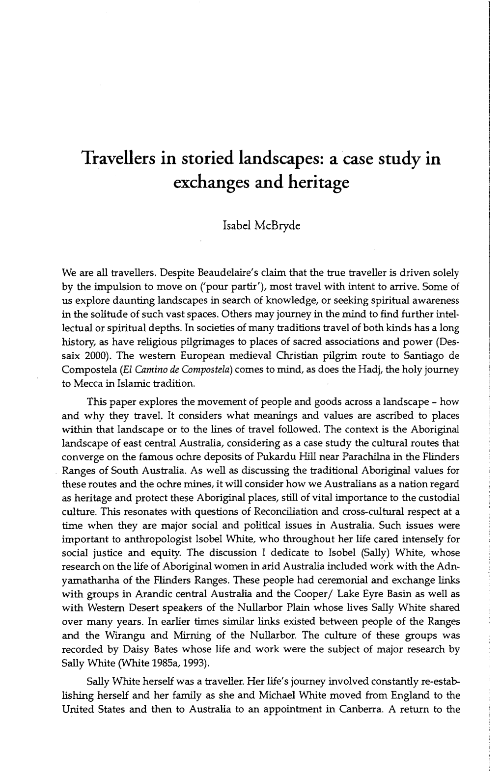 Travellers in Storied Landscapes: a Case Study in Exchanges and Heritage