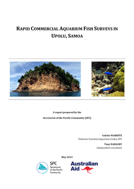Rapid Commercial Aquarium Fish Surveys in Upolu, Samoa