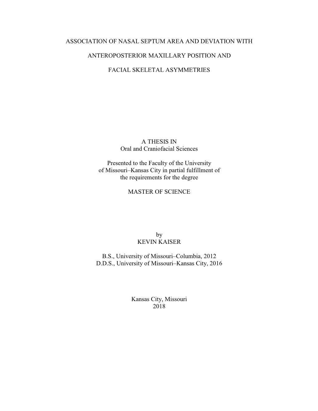 Association of Nasal Septum Area and Deviation With