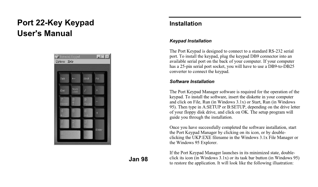 Port 22-Key Keypad User's Manual
