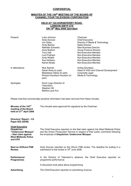 MINUTES of the 129Th MEETING of the BOARD OF