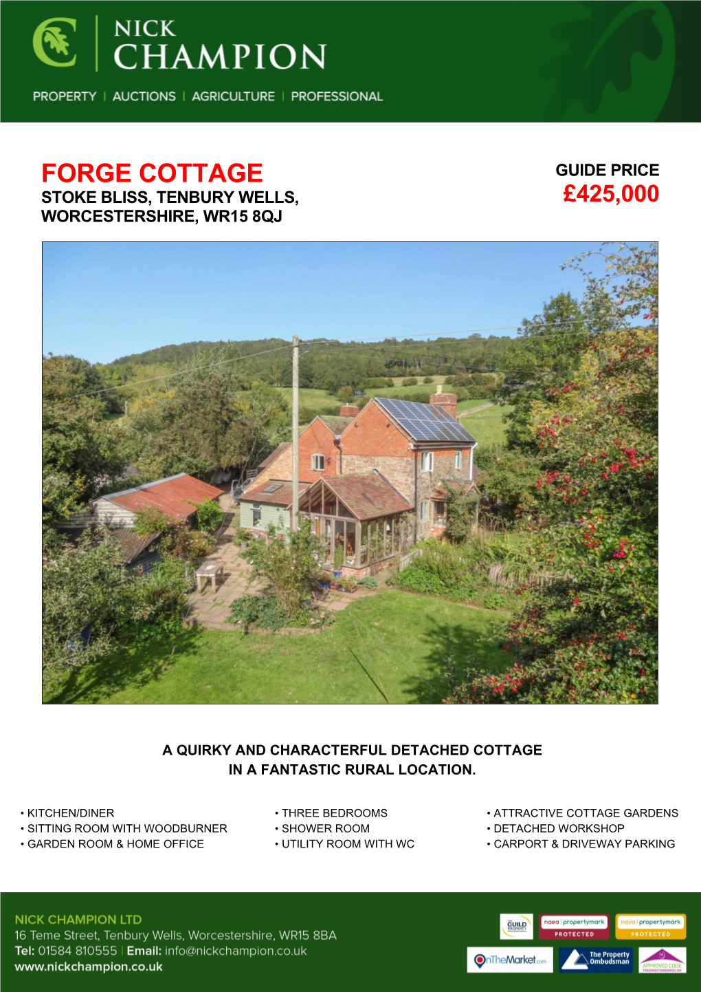 Forge Cottage Guide Price Stoke Bliss, Tenbury Wells, £425,000 Worcestershire, Wr15 8Qj