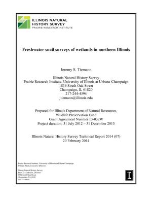 Freshwater Snail Surveys of Wetlands in Northern Illinois