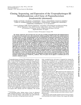 Cloning, Sequencing, and Expression of the Uroporphyrinogen III Methyltransferase Coba Gene of Propionibacterium Freudenreichii (Shermanii) ISABEL SATTLER,1 CHARLES A